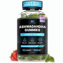 EFFECTIVE NUTRA Ashwagandha Gummies 1500mg ← Stress Relief, Immune Support, Calm Mood, Energy ← Natural Berry Flavor ← 45-Day Supply ← Vegan, Gluten-Free, Non-GMO Silencioso Suplemento para Mujeres (90ct)