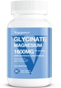 Magnesio Glycinate 200mg, High Absorption Vegan Magnesium Suplemento, Fully Chelated Magnesium Zinc Vitamin D &amp; B6, Magnesium Bisglycinate for Sleep, Bone &amp; Muscle Health, Nerve, Non-GMO, 90 cápsulas