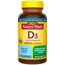 Nature Made Vitamina D3 5000 UI (125 mcg) Softgels, Extra Strength Vitamina D Suplemento de Bone e Immune Health Support, 90 Softgels, 90 Day Supply
