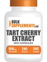 BulkSupplements.com Tart Cherry Extract Capsules- Tart Cherry Suplemento, Tart Cherry Capsules 500mg - Fuente antioxidante, Gluten Free, 1 cápsula por servicio, 240 cápsulas Veg (Pack of 1)
