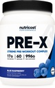 Nutricost Pre-X Xtreme Pre-Workout Complex Powder, Blue Raspberry, 60 Servings, Vegetarian, Non-GMO y Gluten Free