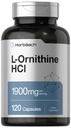 Horbäach L Ornithine HCl Silencio 1900mg Silencio 120 Capsules Silencio No GMO &amp; Gluten Suplemento gratuito
