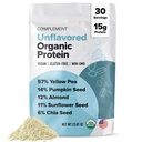 Complemento Pólvora de Proteína vegetariana de sabor orgánico (30 servidos) Carb bajo, Calorie bajo, Sugar libre, Soy libre, No GMO, Gluten libre, Pea no lácteo- Amarillo, Pumpkin Seed- 15g Planta Basada Pólvora Proteína