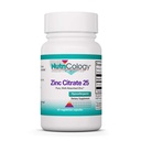 Nutricology Zinc Citrate Supplement - 25mg Zinc for Men &amp; Women, Immune Support, Pure, Well-Absorbed, Well-Tolerated, Trace Mineral, Vegetarian Capsules - 60 Cuenta