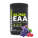NutraBio Alpha EAA - Aminoácidos de todo el día para el crecimiento muscular y la hidratación - Aminoácidos esenciales con nootrópicos " Adaptógenos- Espectro completo EAA BCAA Polvo - 30 Servimientos - Crush de Berry de uva