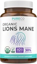 Leones orgánicos Mane suplemento cápsulas - USDA Suplemento de seno orgánico cápsulas con 1000mg León Mane 10:1 Extracto por servicio con 30% Polysaccharides - Vegan " Non-GMO (1 Mes de suministro)