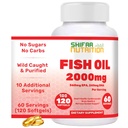 SHIFAA NUTRITION Halal Fish Oil 2000mg Softgels con 360mg EPA & 240mg DHA. 100 Wild Caught " Non-GMO Omega 3 Softgels for Heart " Brain Health. Burpless, Easy-to-Swallow Fish Oil Omega 3 Suplementos