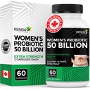 RENEW ACTIVES Probiotics for Women 50 Billion CFU per 2 Capsules – MAKTREK Technology, 4 Probiotic Strains & Prebiotic Blend – Apoya Digestion Health & Gut Flora Balance – Hecho en Canadá– 60 cápsulas