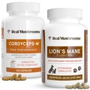 Mushrooms reales Cordyceps for Humans (120ct) and Lions Mane for Pets (120ct) - Bundle for Energy, Vitality & Cognition - Vegan, Non-GMO, Gluten-Free, Grain-Free Mushroom Extract Supplements