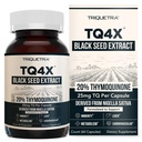 20% Timoquinone Black Seed Oil Extract Capsules - TQ-Advanced 4X®: Potent Thymoquinone Concentration Disponible - 60:1 Concentrate from Nigella Sativa, Raw Form, Vegan, Glass Bottle (60 cápsulas)