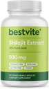 BESTVITE Pure Shilajit Extract 500mg (120 cápsulas vegetarianas) - No Stearates - Vegan - No GMO - Gluten Free - Estándarizado al 20% Ácido Fulvico
