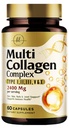 Multi Collagen Peptides 2400mg para Mujeres – Mejor Complejo de Collagen Hidrolyzed con 5 Tipos (I, II, III, V, X) - Grass Fed - Pelo, Piel, Nail, Hueso &amp; Soporte Conjunto para Belleza y Bienestar – 60 cápsulas