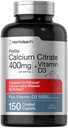 Horbäach Calcium Citrate with Vitamin D3 ← 150 Petite Coated Caplets tención Suplemento para Hombres y Mujeres Silencio Vegetariano, No GMO &amp; Gluten Gratis