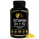 Cocó Marcha N.M.D Vitamina D3+K2 10,000 UI - Suplemento de alta potencia para hombres y mujeres, soporte inmunológico, bonificación &amp; salud conjunta - Gluten-Free, non-GMO, 4 Month Supply, 250 mcg D3, 180 mcg de vitamina K2