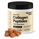 Perfect Keto Collagen Peptides Protein Powder con aceite MCT, Collagen hidrolizado, Tipo I & III Suplemento, Gluten Free Grass Fed, Low Carb, Keto Coffee Creamer, Collagen for Women &amp; Hombre, Salted Caramel