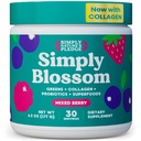 Simplemente Blossom Nutrition - Daily Greens & Superfood Powder + Collagen + Probiotics for Women's Digestive Health & Bloating Relief. Ayuda a su salud Bloom - 30 días de suministro