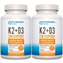 2 en 1 High Potency Fórmula 90mcg Vitamina K2 (MK7) y 5000 UI Vitamina D3 Suplemento para Bone y Heart Health ← Non-GMO Formula Vitamina D3 &amp; K2 Complex, Total 240 cápsulas I 8 Month Supply