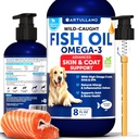 Omega 3 aceite de pescado para perros - mejor que el aceite de salmón - Skin and Coat Defense Liquid Supplement for Allergy Relief - High EPA & DHA for Shedding, Mobility, Itching, Joint & Bone Health Support - 8 FL OZ