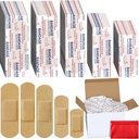 Lounsweer 2000 Pcs Fabric Adhesive Bandages Vaiety Pack Bulk surtido Tamaños Flexible Tejido de parche transpirable Bandages for Family First Aid Skin Wrap Finger Wound, Natural
