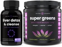 NutraChamps Liver Cleanse Detox Capsules y Super Greens Antioxidant Superfood Powder Bundle