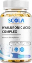 Cápsulas de ácido hialurónico SCOLA - 250mg HA + 10,000mcg Biotin, 60 Cápsulas veganas ← Hidratación profunda, Peluquería &amp; Nail Support ← Non-GMO Fórmula