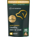 VetriScience Extra Strength Healthy Skin & Coat Chews, Omega Plus Suplemento para perros, con Omega equilibrado 3, 6, 9, Fish Oil and Biotin, Skin Health, Coat Growth and Shine, Duck, 40 Count