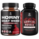Bundle of Horny Goat Weed with Black Maca Root, Tongkat Ali, Saw Palmetto &amp; Panax Ginseng Extract for Stamina & Energy and Extra Strength Testosterone Booster - Muscle Enlargement Supplement for Men