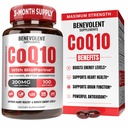 Benevolent Pure CoQ10 200mg Softgels con BioPerine® para Max Absorción, Ubiquinone Coenzyme Q10 Suplemento para la salud del corazón, la producción de energía, envejecimiento saludable " soporte antioxidante, 100 Softgels