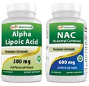 Mejores Naturales Ácido Lipoico alfa 300 mg & NAC 600 mg
