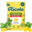 Ricola Sugar Free Lemon Mint Throat Drops, 45 Cuenta, Refreshing Relief From Minor Throat Irritations, Oral Anesthetic