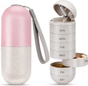 Zannaki 2 en 1 Pill Organizador con Cutter,Grain Fiber Caja semanal de Pill Grande Compartimiento Moisture Proof,Magnetic Lock,BPA Free Travel Hiking Pill Box 7 Day to Hold Pills,Vitamins,Fish Oil,Suplementos