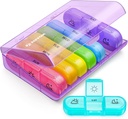 Organizador semanal de píldoras AUVON 3 veces al día, gran caja de 7 días 3 veces al día con contenedor separado, caja de píldoras portátiles para medicamentos, vitaminas, aceite de pescado y suplementos