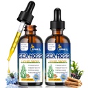 Botas de Moss de Mar Orgánico, 11 en 1 Black Seed Oil & Irish Liquid Sea Moss Gel Ashwagandha Burdock Root, Spirulina, Bladderwrack, Elderberry for Digestion, Inmunity, Skin Hair Health, Non-GMO - 4 Fl Oz