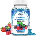 Monohidratos de crema para hombres y mujeres, Monohidratos de crema con vitamina B12 para el crecimiento muscular y recuperación vegana, sabor a baya mixta, 60 gummies