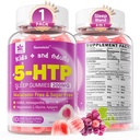 5HTP Gummies for Adults & Kids 8+, Melatonin Free Gummies with Magnesium Glycinate, GABA, L-Glycine, Ashwagandha, Vitamina B6 for Delicious Zzzs, Brain &amp; Muscle Relaxation, 0 Sugar 60 Count (Pack of 1)