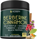 7in1 Premium de Berberina y Ceilán Canela para la Gestión de Pesos, Digestión, Salud del Corazón &amp; Soporte Inmuno - con Ginseng, Turmérica, Ginger, Milk Thistle & Black Pepper - 120 Vegan Capsules