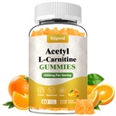 Suplemento de Acetyl L-Carnitine, Suplemento de Nutrición Natural para Energía Boost, Inmunity, Vegan, Orange Flavor, 60 Conde