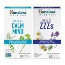 Himalaya Hello Calm Mind with Bacopa for Relaxation, Focus and Concentration " Hello ZZs with Melatonin for Sleep Support, 60 Capsules Every - Bundle