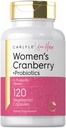Carlyle Women's Cranberry Plus Probióticos Silencio 120 Capsules ← 14 Strains Probióticos Silencio Vegetariano, No-GMO, Gluten Suplemento Gratis