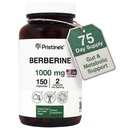 PriSTINE'S Berberine Supplement Capsules - 1000 MG 75 Day Supply 150 Capsules - Heart, & Immunity Health Support Antioxidant - Digestive Tract & Healthy Gut Flora Support