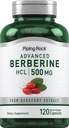 Piping Rock Berberine HCL Suplemento Silencio 500mg Silencio 120 Capsules  Barberry Extract ← Non-GMO, Gluten Free