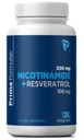 Nicotinamide 500 mg con Resveratrol 100 mg 120 cápsulas vegetales - Vitamina B3 no GMO, soporta la salud metabólica, NAD+, célula de piel y producción de energía mitocondrial. Made in USA for Men and Women