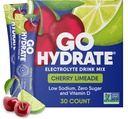 GoHydrate Low Sodium Electrolytes Powder Packets Sugar Gratis - Instant Hydration Daily Drink Mix - Zero Sugar Water Flavor Packet Singles with Vitamin D - (Cherry Limeade, 30 Packs)
