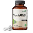 Futurbios Vitamina K2 (MK7) con suplemento D3 - Fórmula no GMO - 5000 UI Vitamina D3 &amp; 90 mcg Vitamina K2 MK-7, 60 cápsulas vegetarianas
