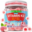 Vitamina K2 Gummies MK-7 200 mcg &amp; MK-4 500 mcg para Hombres Azúcar gratis, perfecto 2-IN-1 Full Spectrum Vitamina K2 Suplemento para Bone, He-art, promueve la absorción de calcio, cerebro, dientes, inmune,1Pack