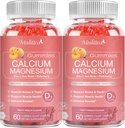 1200mg Gummies de calcio con D3,K2,Zinc - Complejo de plantas Suplemento de magnesio de calcio con Glycinate,Potasio,Vitamin C &amp; Whole Natural Food for Bone &amp; Immune Support- 120 Chewable Gummy Libre de azúcar