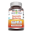 Amazing Formulas Quercetin Berberine - 250mg Berberine y 250mg Quercetin, 90 Veggie Capsules Suplemento ← Non-GMO ANTE Gluten Free ← Hecho en EE.UU.