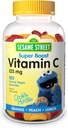 Webber Naturals Sesame Street Vitamina C Gummies for Kids 2+, 125 mg de vitamina C por Gummy, 6 meses de suministro, libre de gluten, lácteo, maní &amp; gelatina, soporte de inmuno, 180 gummies