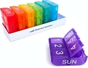 e-Pill 6 veces por día x 7 días organizador semanal de píldoras, vitamina y caja de medicina - Multicolor