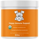 Happy Immunity USDA Certified Organic Mushroom Complex for Dogs, Organic Cordyceps Shiitake Reishi, Vegan Mushroom Blend Powder Canine Suplemento, Advanced Mushroom Mix, Non-GMO, 3.5 oz